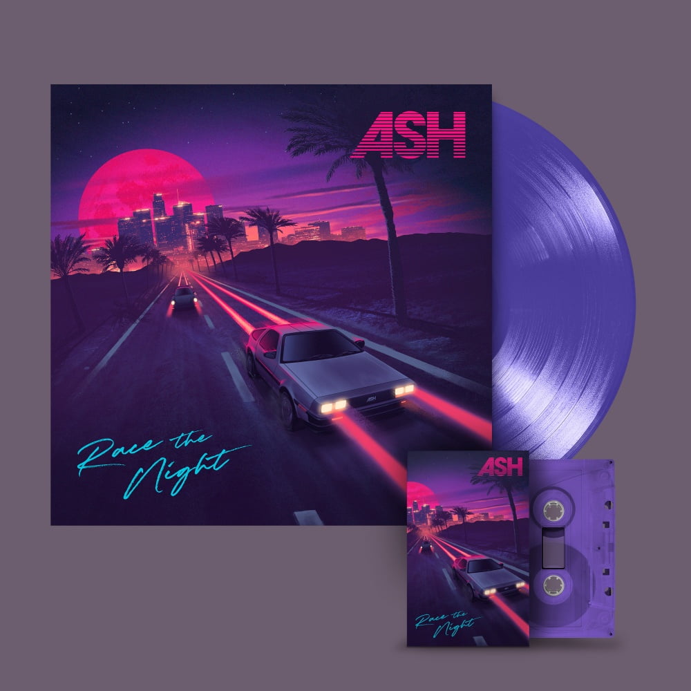 Ash - Race The Night Exclusive Limited Edition Purple Coloured Vinyl Transparent Purple Coloured Cassette Tape with Signed-Print