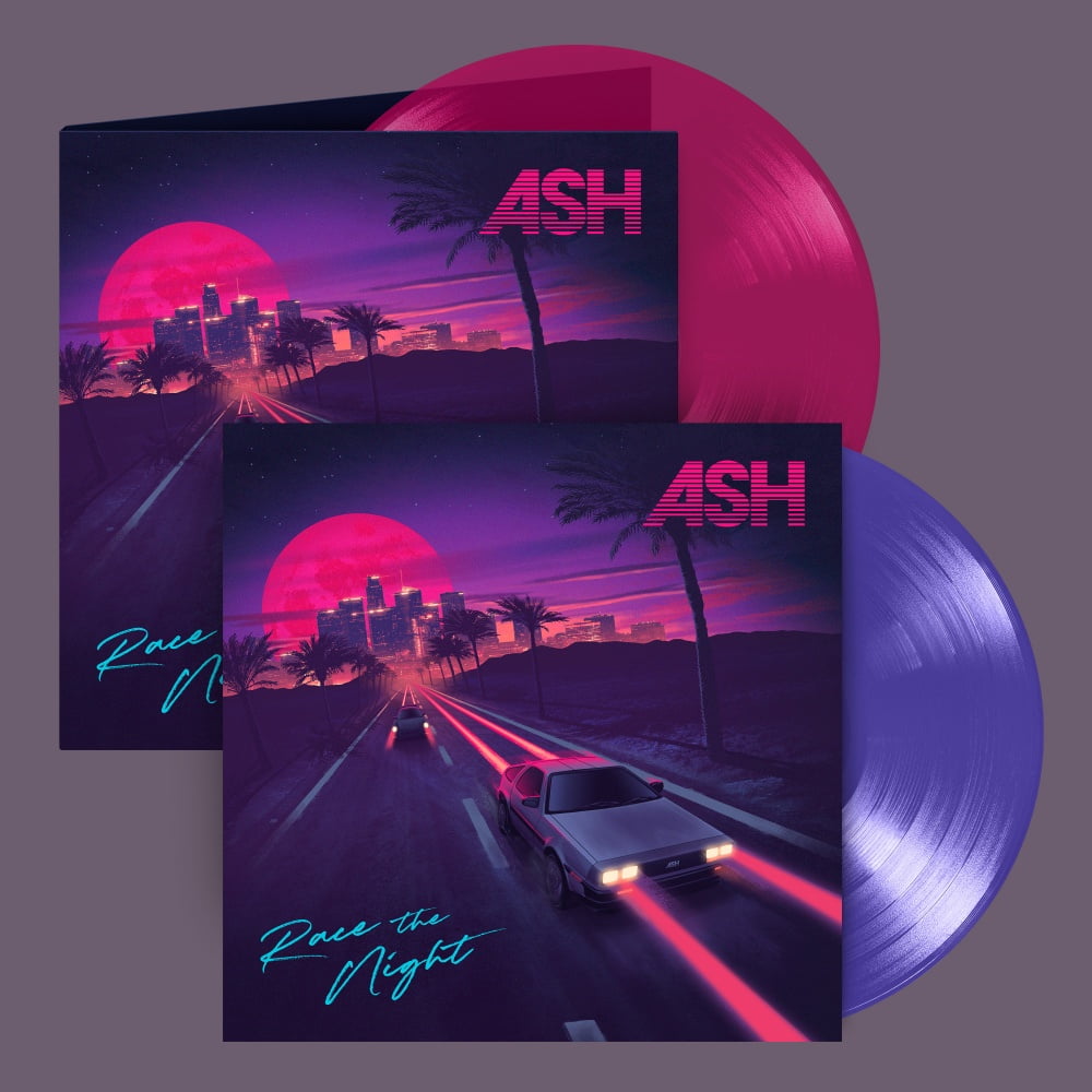 Ash - Race The Night Exclusive Limited Edition Purple Coloured Vinyl Transparent Violet Coloured Vinyl in Gatefold Sleeve with Signed-Print