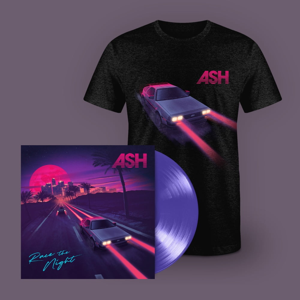 Ash - Race The Night Exclusive Limited Edition Purple Coloured Vinyl Exclusive T-Shirt with Signed-Print