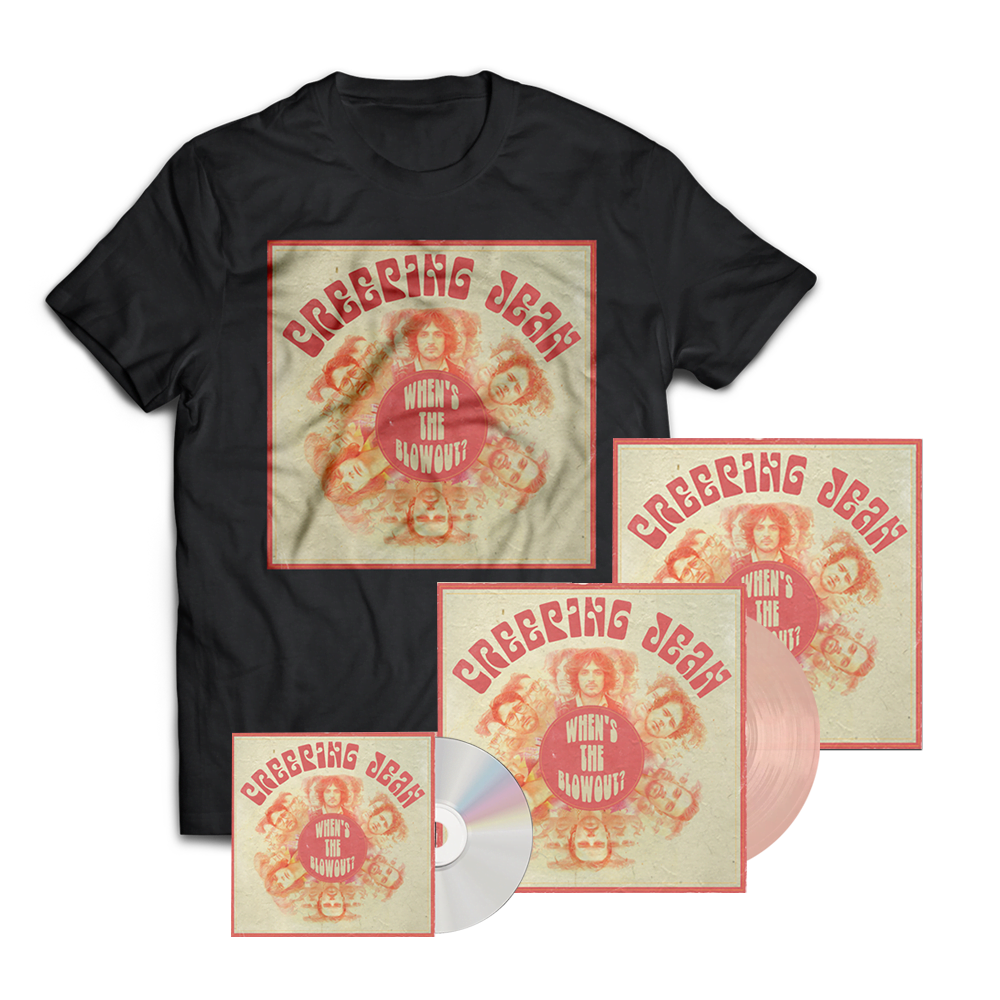 Creeping Jean - Whens The Blowout Signed-CD, Marble Pink Vinyl T-Shirt Bundle Includes Signed-Print