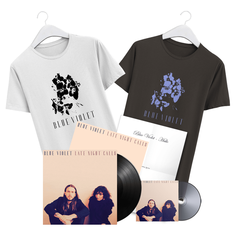 Blue Violet - Late Night Calls Heavyweight-Vinyl and Signed Artwork Print, Signed-CD, T-Shirt and Handwritten Lyric Print