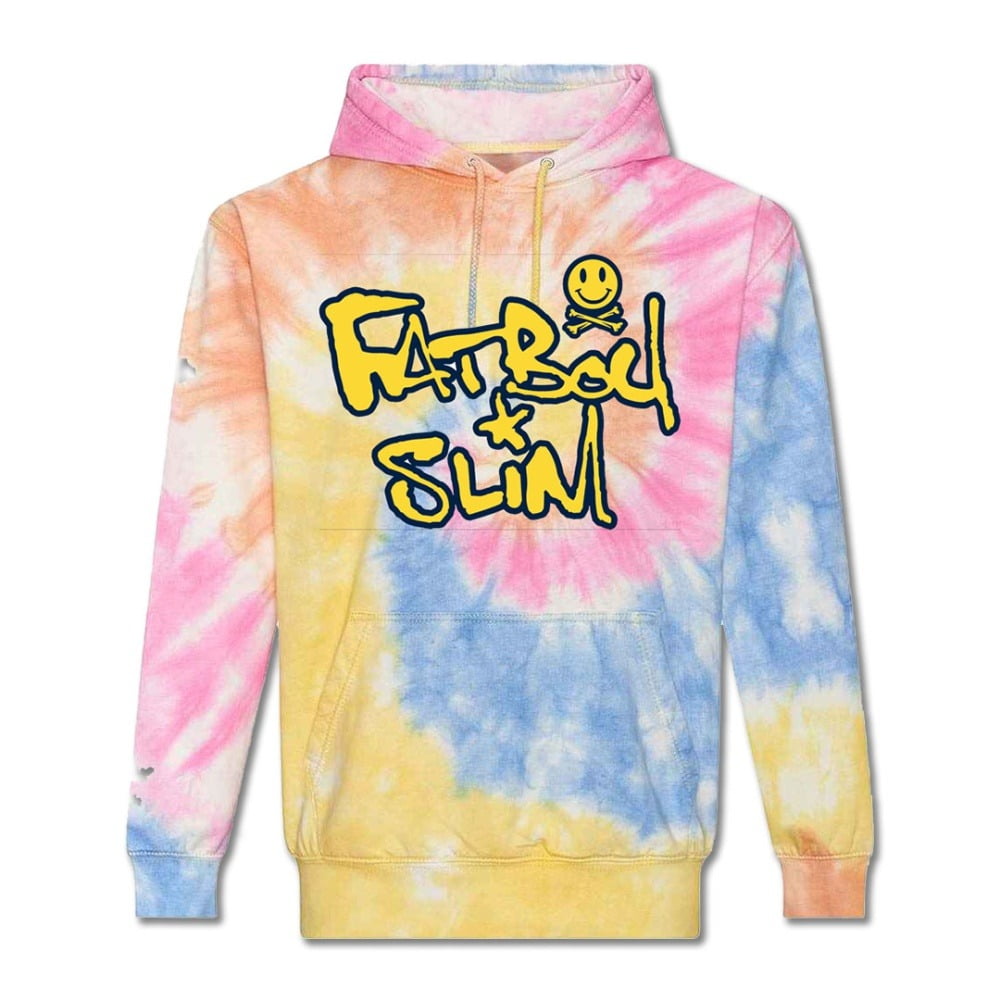 Fatboy Slim - Rainbow Tie Dye Logo Tie Dye Hooded Sweatshirt