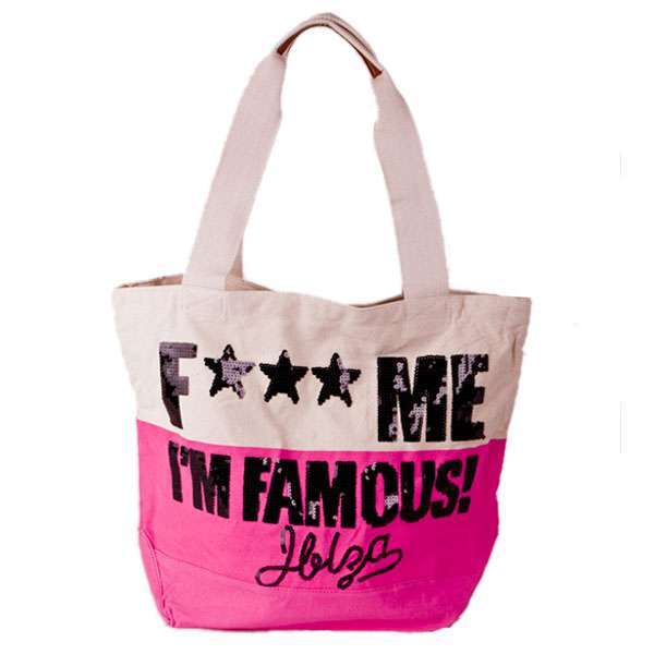 F*** Me I'm Famous - Ibiza Beach Bag Black/Pink