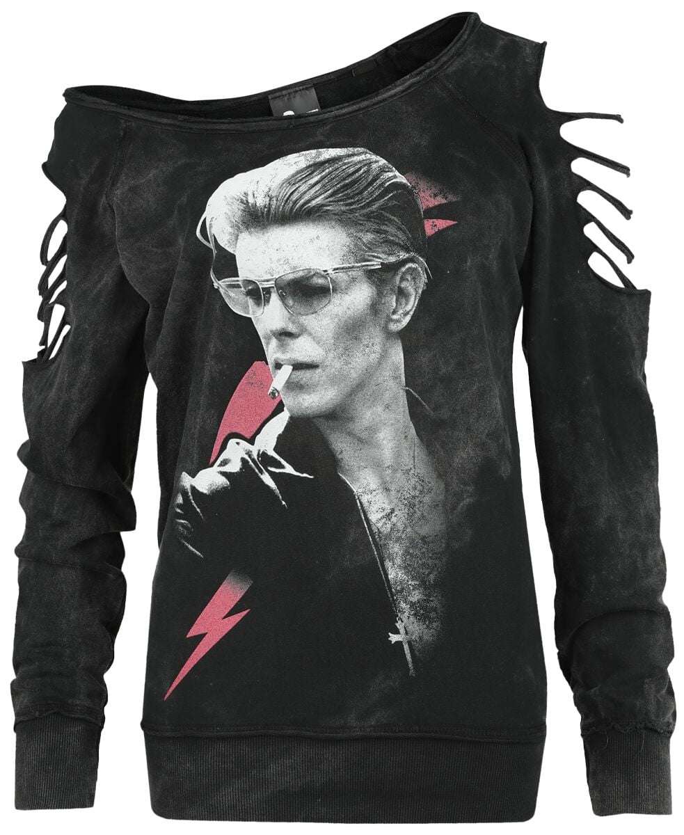 David Bowie Sweatshirt - Photo - S to XXL - for Women - black