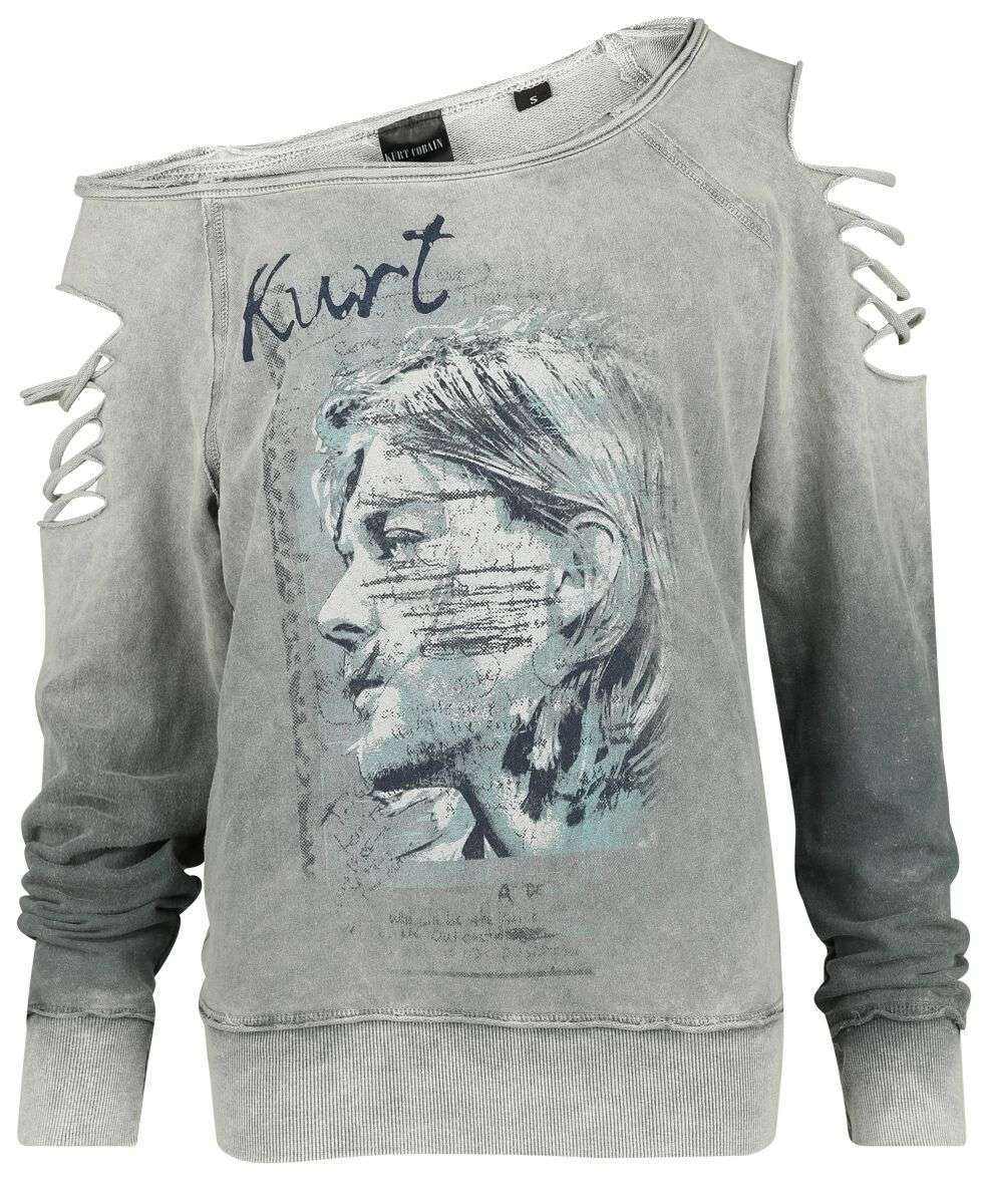 Kurt Cobain Sweatshirt - Sign - M to XL - for Women - grey