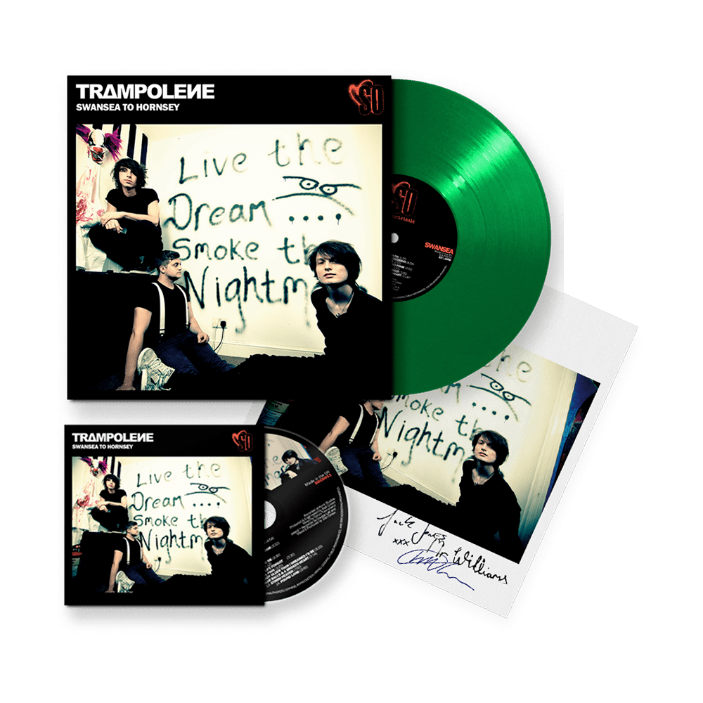 Trampolene - Swansea To Hornsey Common Welsh Green Vinyl with Signed Print  Signed CD
