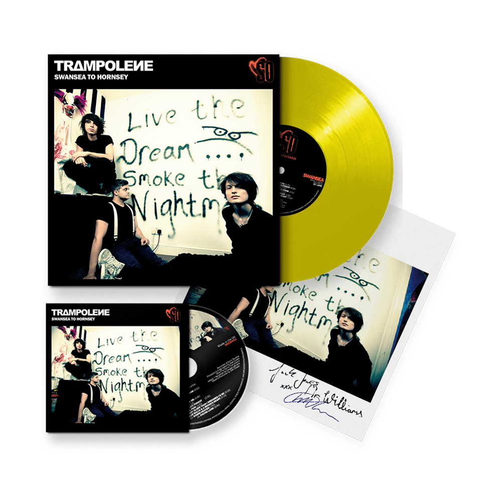 Trampolene - Swansea To Hornsey Daffodil Yellow Vinyl with Signed Print  Signed CD