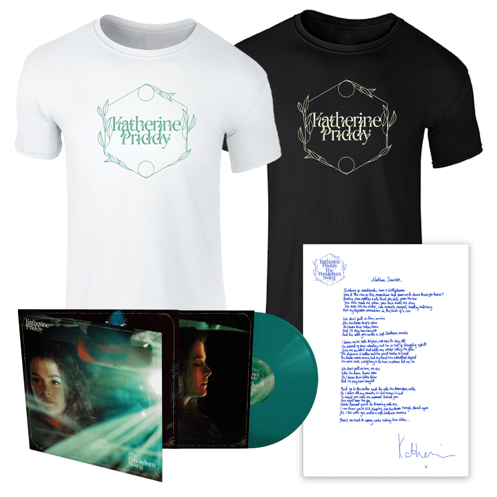 Katherine Priddy - The Pendulum Swing Signed Vinyl Logo Tee Includes Free Signed Lyric Sheet
