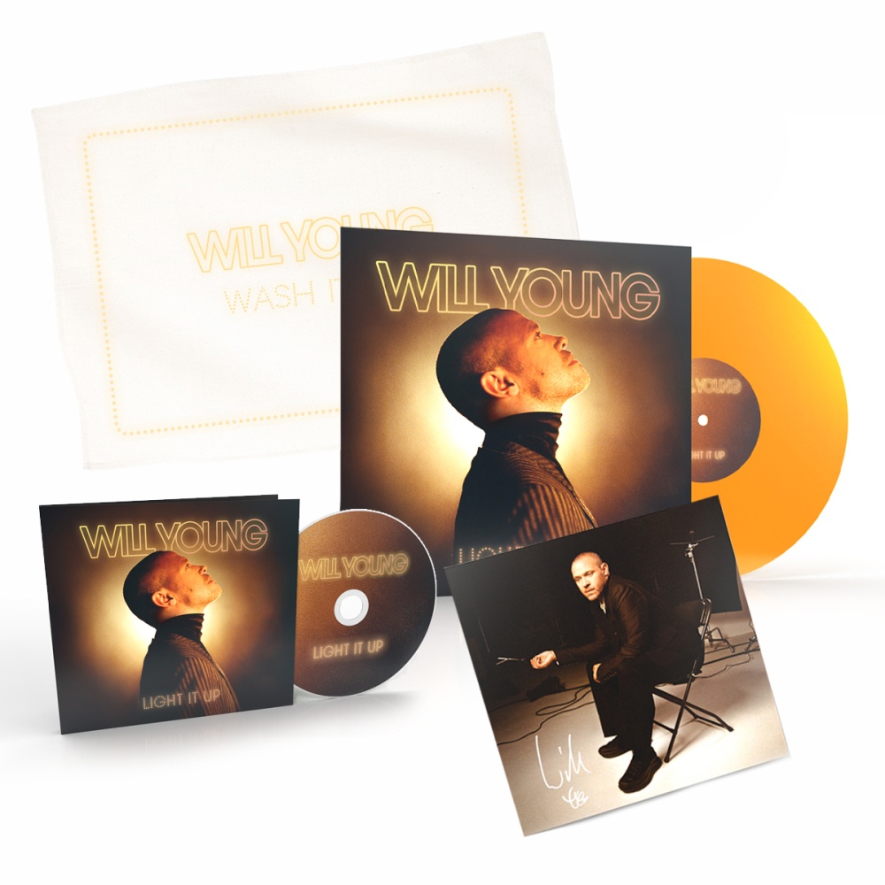 Will Young - Light It Up CD Limited Edition Transparent Orange Vinyl Tea Towel [LIGHT IT UP SIGNED PRINT]