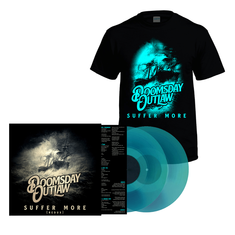 Doomsday Outlaw - Suffer More Transparent Blue Double Vinyl T-Shirt