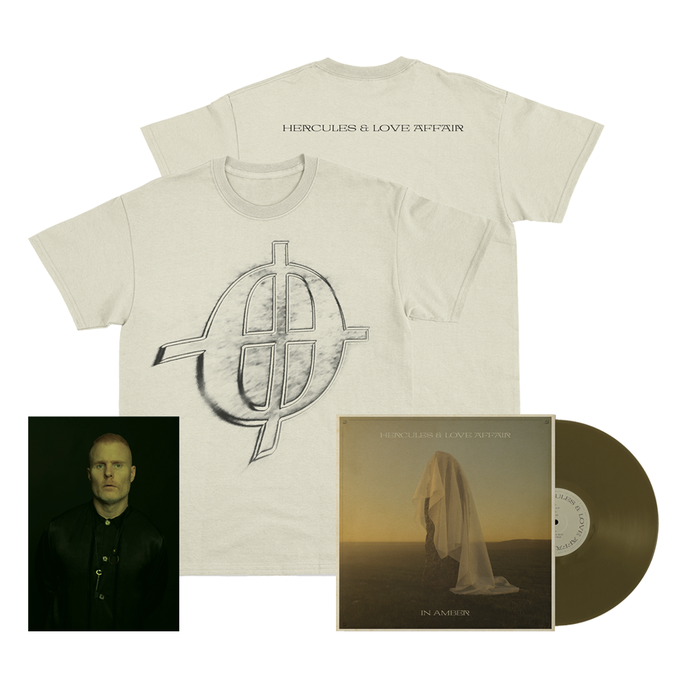 Hercules & Love Affair - In Amber Limited Edition Transparent Amber Double Vinyl Exclusive Coda Cream T-Shirt Signed Print